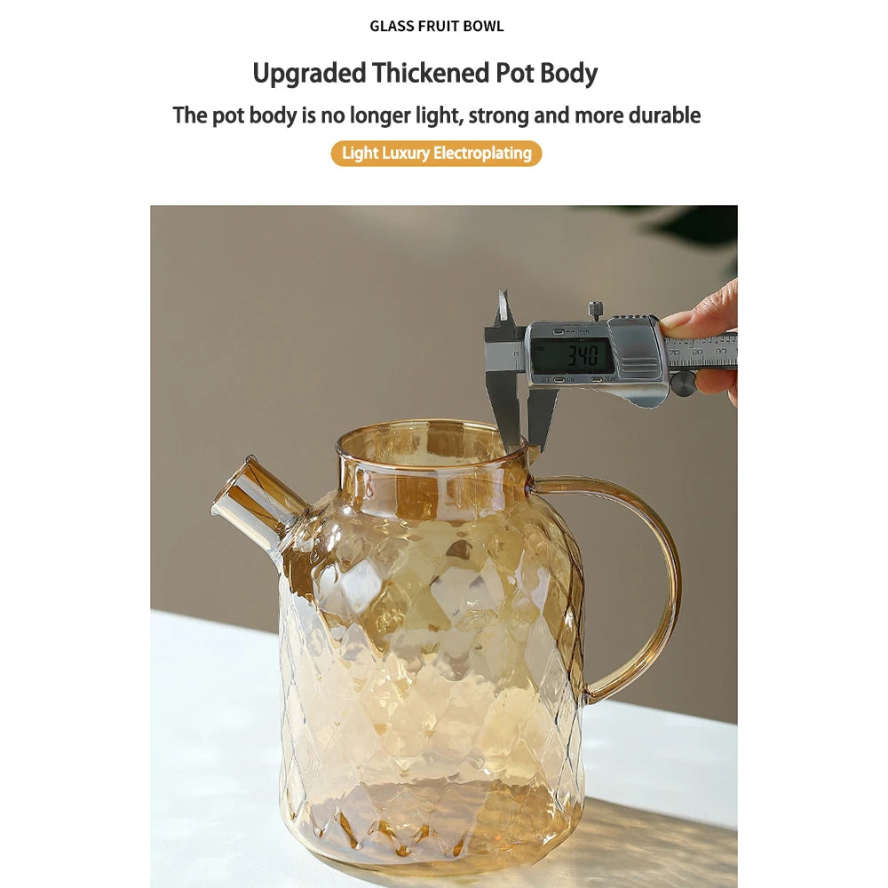 Borosilicate Glass Teapot Stovetop Safe,1000ml/1800ml Tea pot, for Loose Leaf Teas Fruit Teas Fragrant Tea