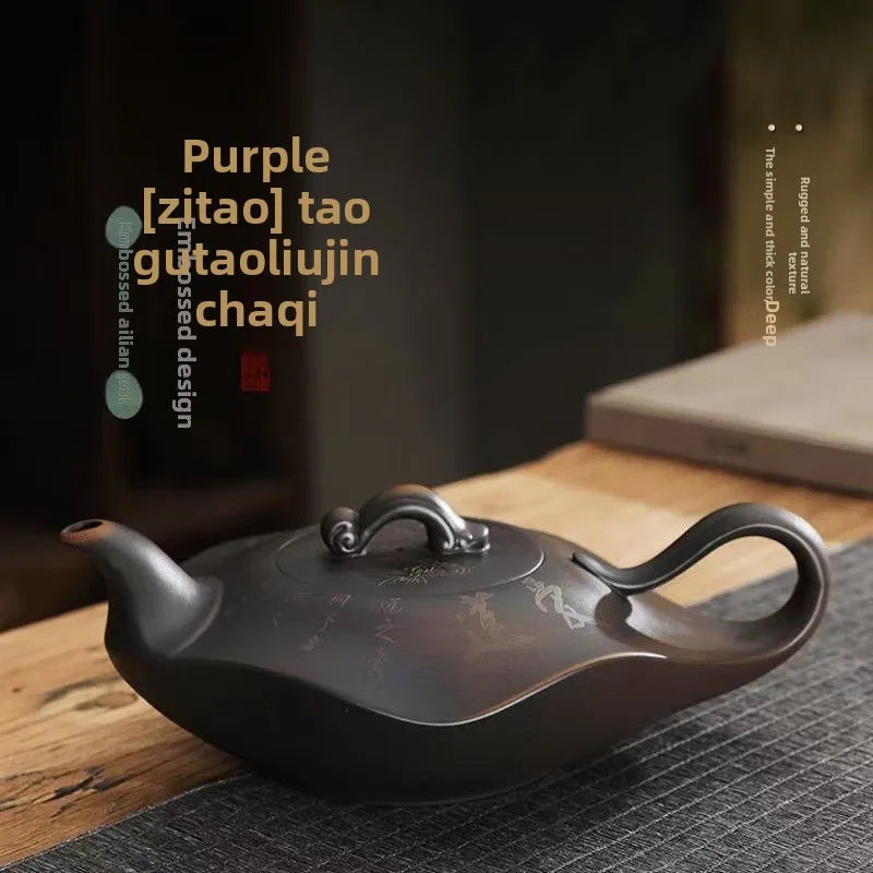 Purple Pottery Teapot Handmade Household Chinese Style Large Capacity Purple Clay Teapot Single Pot