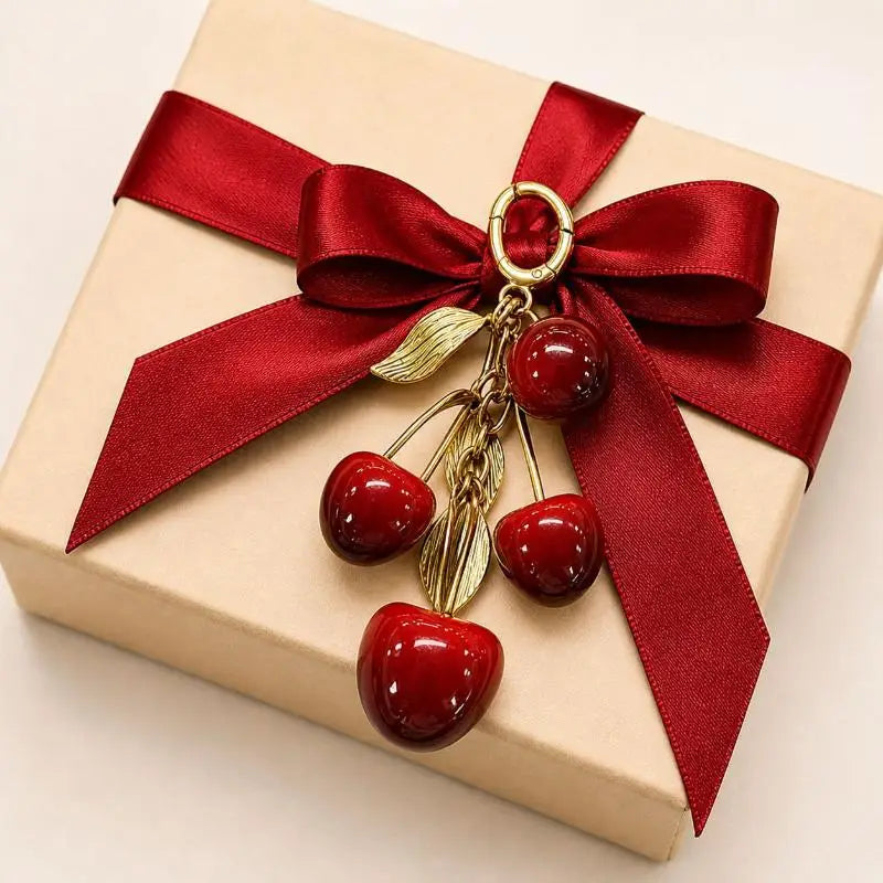 Luxury High Quality Cherry Bag Charms for Keychains Elegant Accessories Decoration