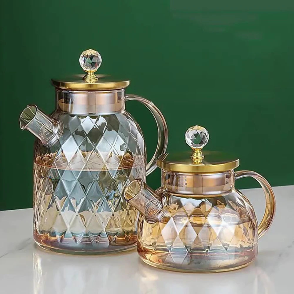 Borosilicate Glass Teapot Stovetop Safe,1000ml/1800ml Tea pot, for Loose Leaf Teas Fruit Teas Fragrant Tea