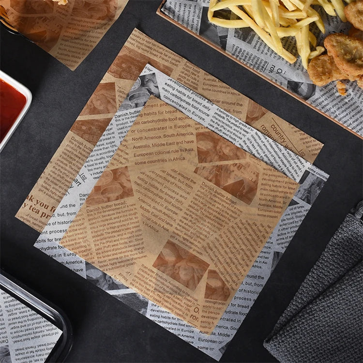 50 Pcs Parchment Paper Sheets Sandwich Wrap Wax Paper Deli Wax Paper Sheets Grease Resistant Tray Basket Liners Newsprint Paper