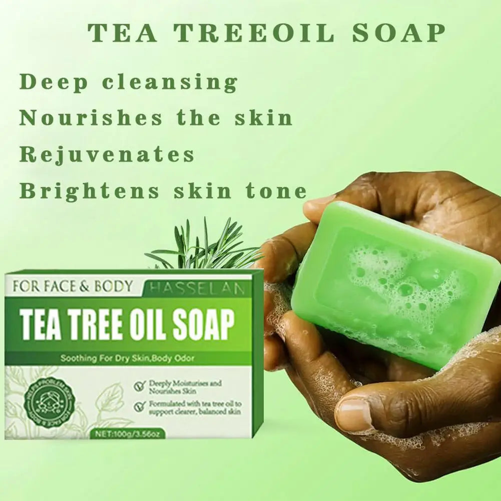 Tea Tree Soap, Soap Bar with Tea Tree Oil, Natural Soaps for Body Skin Cleaning,Gentle Exfoliating Bar Soap