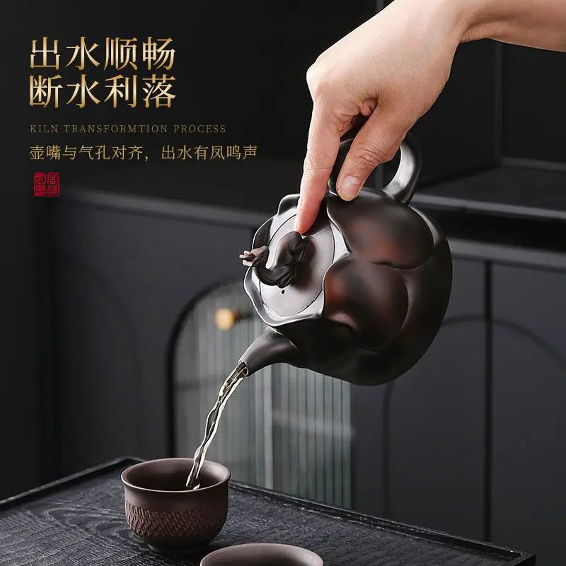 Pottery pot all handmade along the way you pot home Chinese large capacity teapot retro large tea set