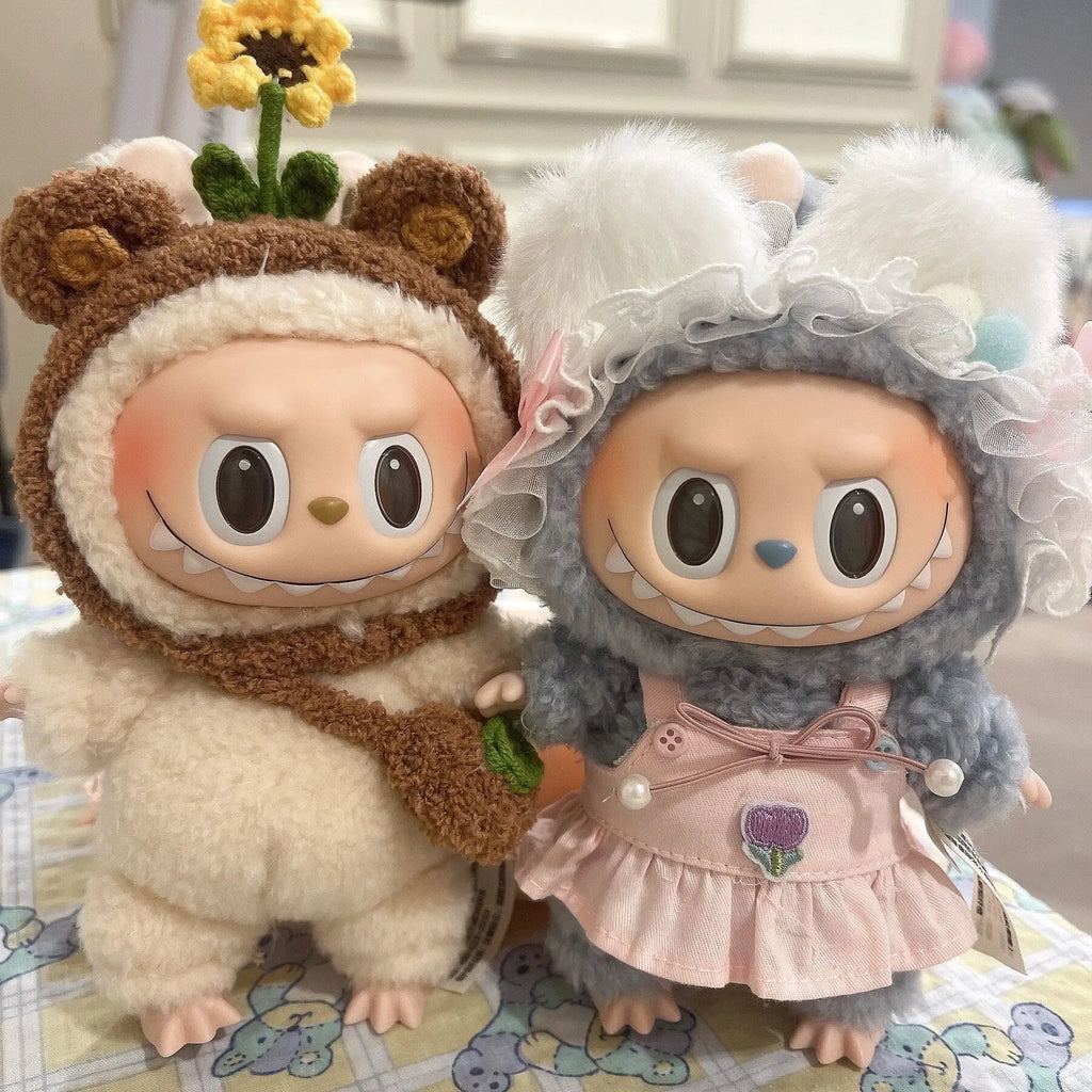 17cm Labubu Doll Clothes Sunflower Red Flower Heartbeat Macaron labubu clothes labubu cute clothing  ﻿