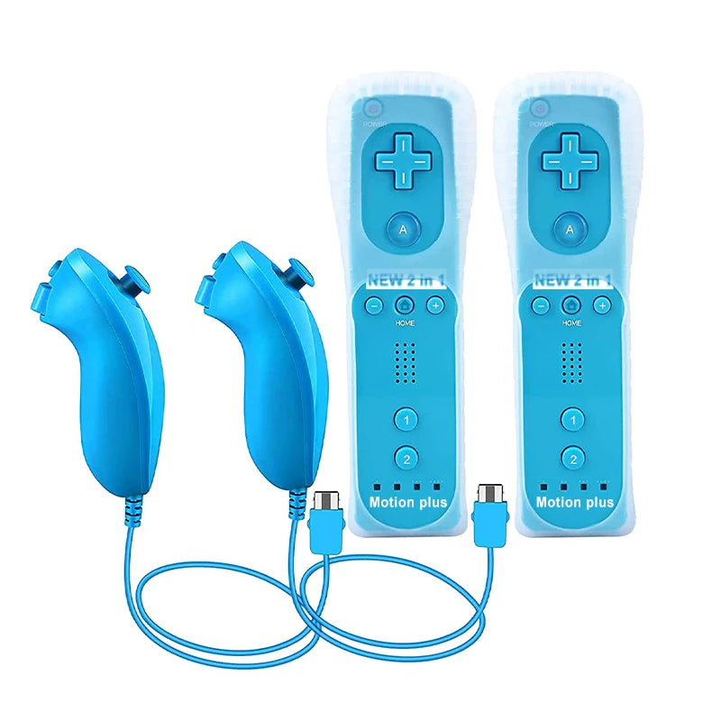 2PCS Remote Controller with Nunchuck Controller for Wii Console Wireless Gamepad with Motion Plus for  Wii Games Control