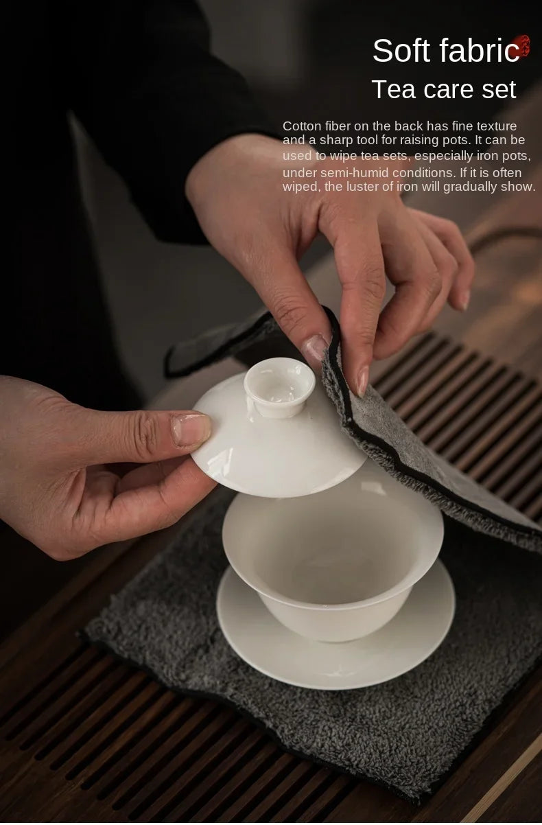 Water Absorption Tea Towel Tea Cloth Thickened Coffee Table Cloth Zen Teaware Towel Cotton Linen Rag Pad Tea Table Accessories