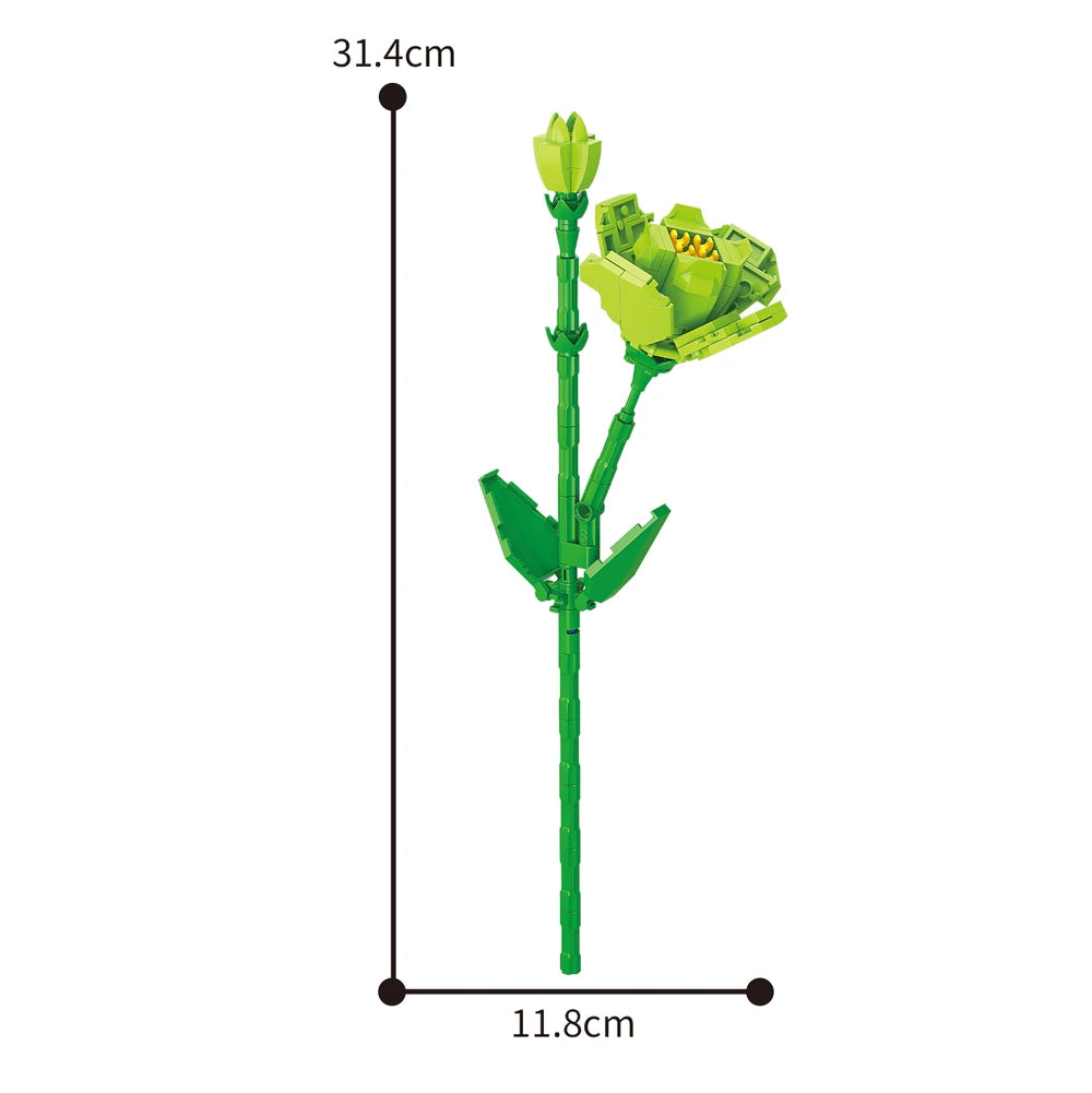 Creativity Potted Plants Bouquet Rose Lily Flower Home Desk Plant Decoration Assemble Building Blocks Bricks Toys Girls Gift