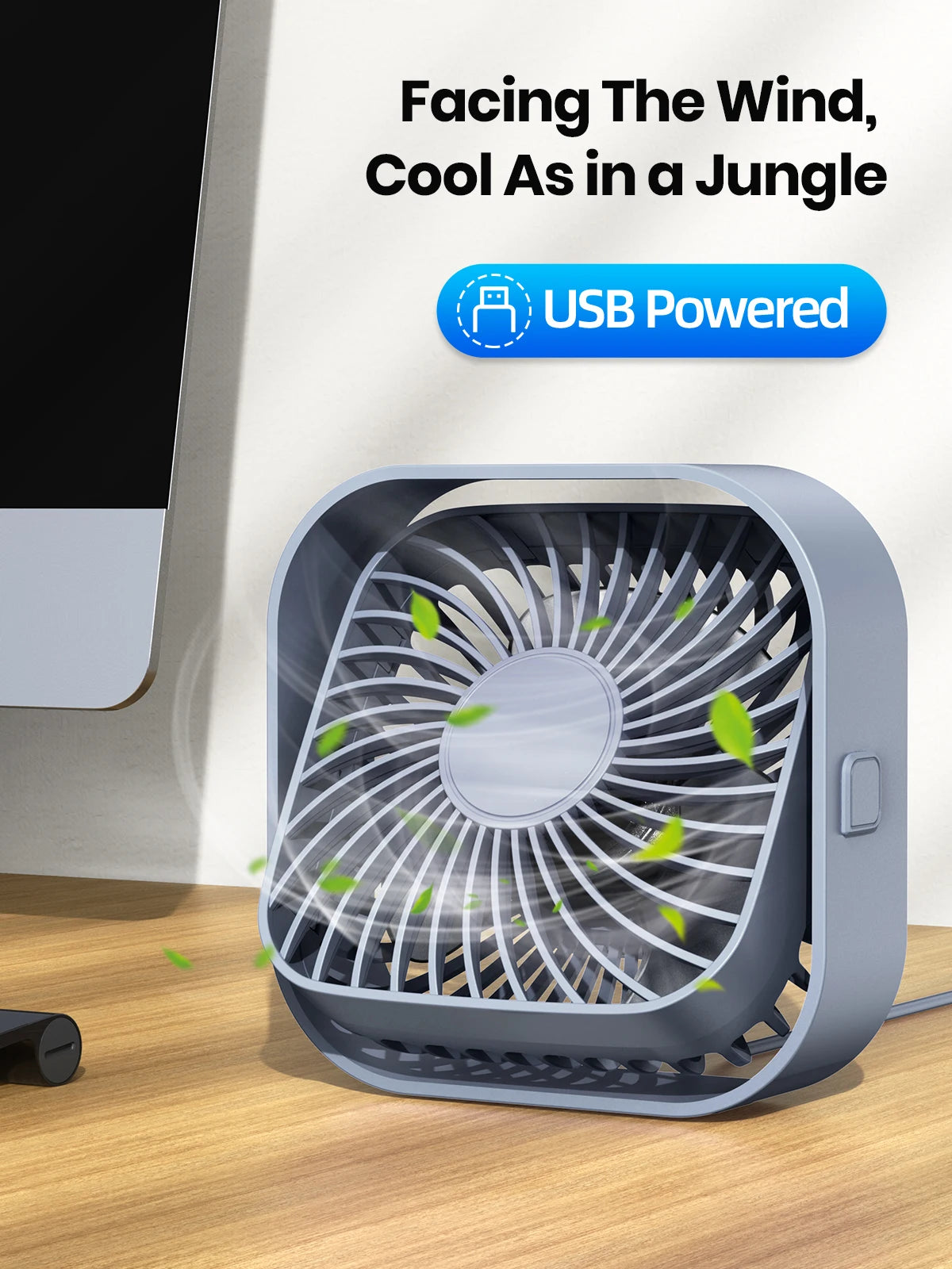 Portable Mini Fan USB Desk Fan Table Strong Airflow &Quiet Operation 3 Speed Wind 360°Rotatable Standing Fans for Room Home
