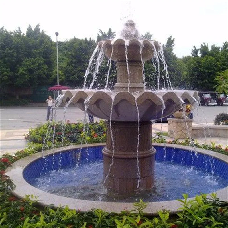 Outdoor Modern European Design Water Fountain Hand Carved Travertine Statue for Villas Hotels Garden Products