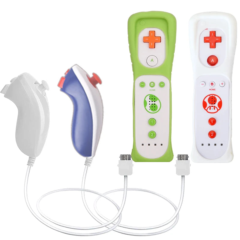 2PCS Remote Controller with Nunchuck Controller for Wii Console Wireless Gamepad with Motion Plus for  Wii Games Control