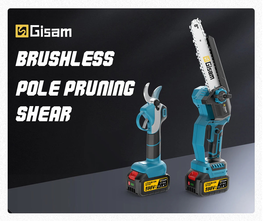 Gisam 4 IN 1 Brushless Telescoping Pole Electric Chainsaw High Branch Scissor Gardening Power Tool For Makita 18V Batter Pins