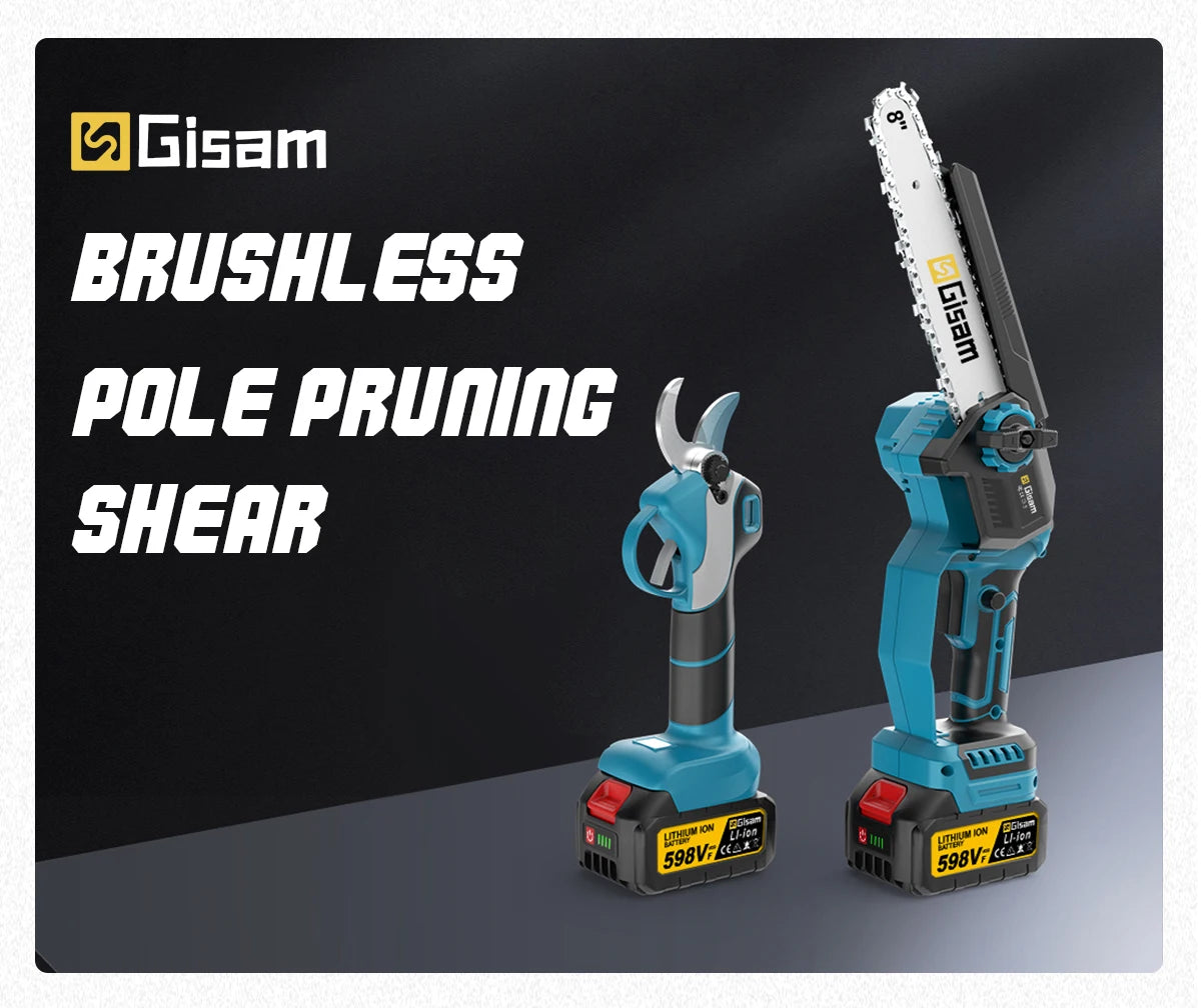 Gisam 4 IN 1 Brushless Telescoping Pole Electric Chainsaw High Branch Scissor Gardening Power Tool For Makita 18V Batter Pins