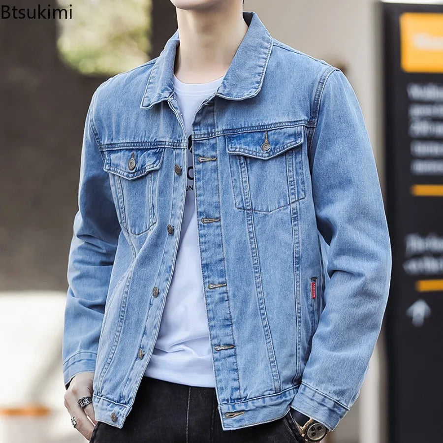 2026 Denim Jackets Men's Fashion Casual Multi Pockets Cargo Jacket Handsome Motorcycle Jean Coats New Men Clothing Oversized 5XL
