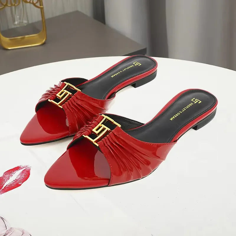 2025 Tendecy For Women Designer Slippers Slides Elegant Ladies Casual Party Sandals Quality Shoes Larger Size 44