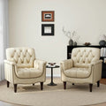 Faux Leather Accent Chairs Set of 2, Comfy Club Chair Upholstered Armchair for Living Room, Button Tufted Arm Chair, Customized