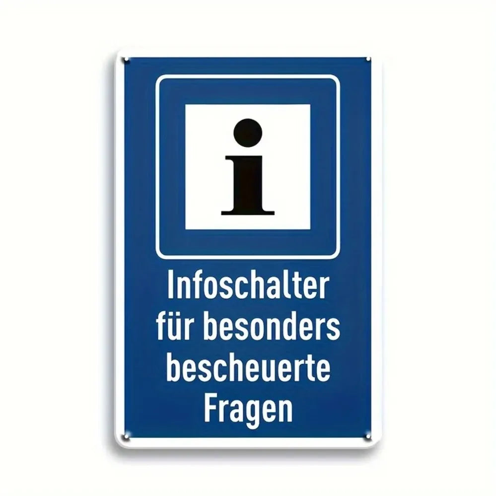 Funny German Infoschalter Metal Tin Sign 30x20cm, Retro Bar Wall Decor