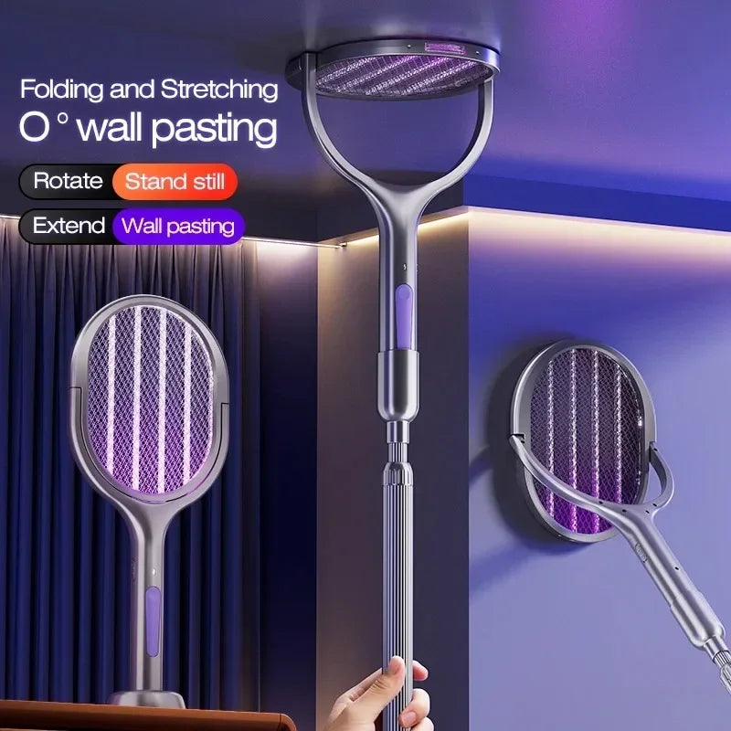 Scalable Portable Mosquito Swatter, Fly Swatter, Electric Mosquito Swatter Insect Swatter Mosquito Swatter with Mosquito Lure Lamp Extension, USB Rechargeable Insect Repellent, Physical Pest Control, Suitable for Bedrooms, Of