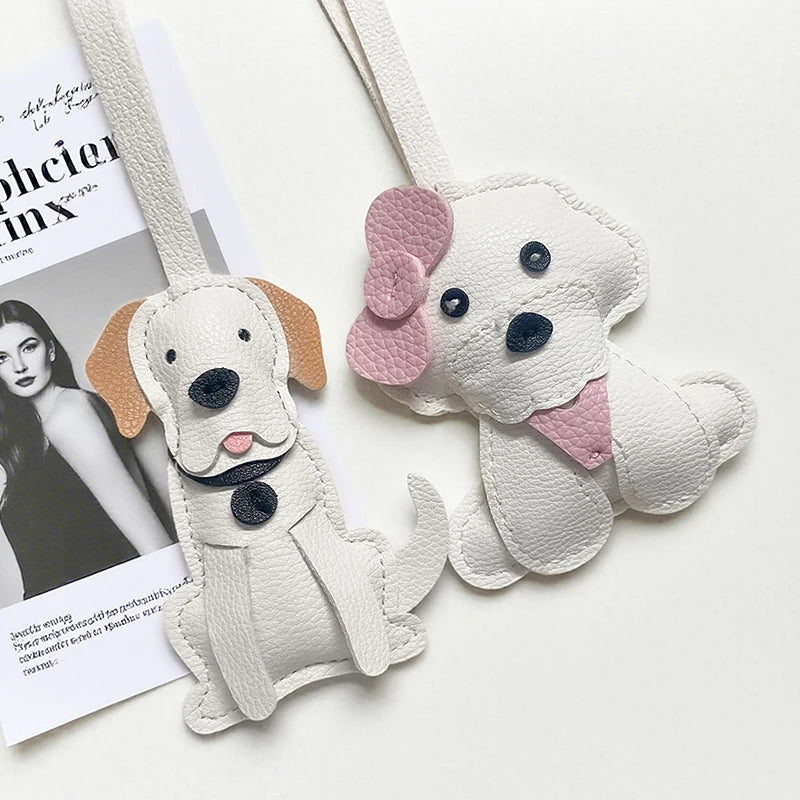 [HS][HS]1Pc New Cute Bichon Frise Labrador Retriever Dog Charms Cute DIY Lanyard Leather Dog Bag Charms