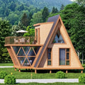 2-Story A-Frame Modern Movable Wood Cabin Prefab Triangle Tiny House for Forest B&B & Glamping Resort Customized