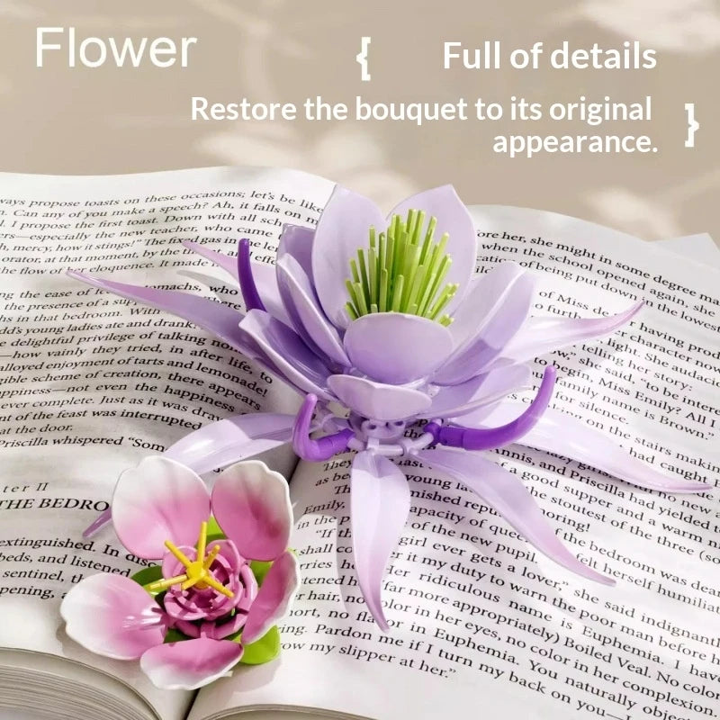 DIY Flower Building Blocks Botanical Plant Mini Bricks Sakura Sunflower Magnolia Bouquet Toy Desktop Decoration Gift