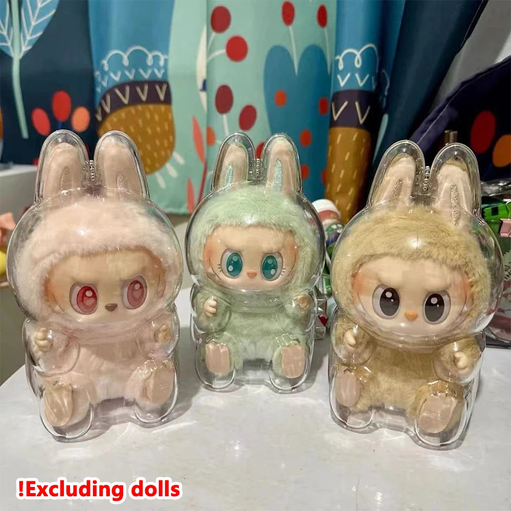 For Labubu  V1 V2 V3 Doll Case Transparent Protective Cover Dustproof Shell For Labubu 4.0 Case Storage Box Dolls Accessories