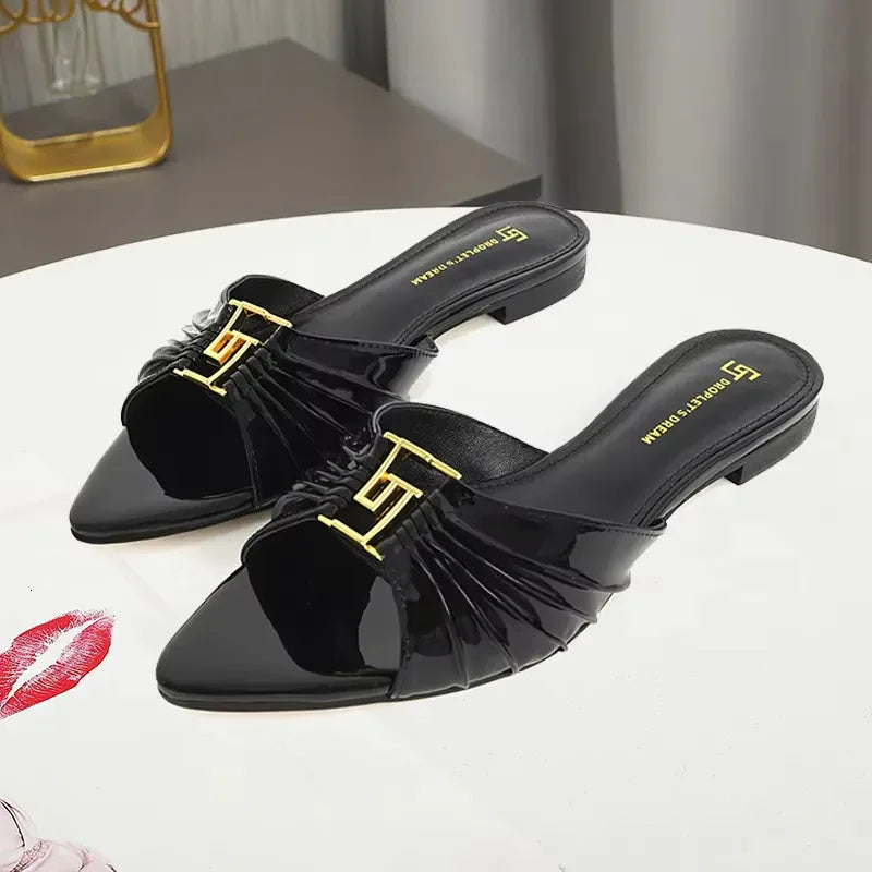 2025 Tendecy For Women Designer Slippers Slides Elegant Ladies Casual Party Sandals Quality Shoes Larger Size 44