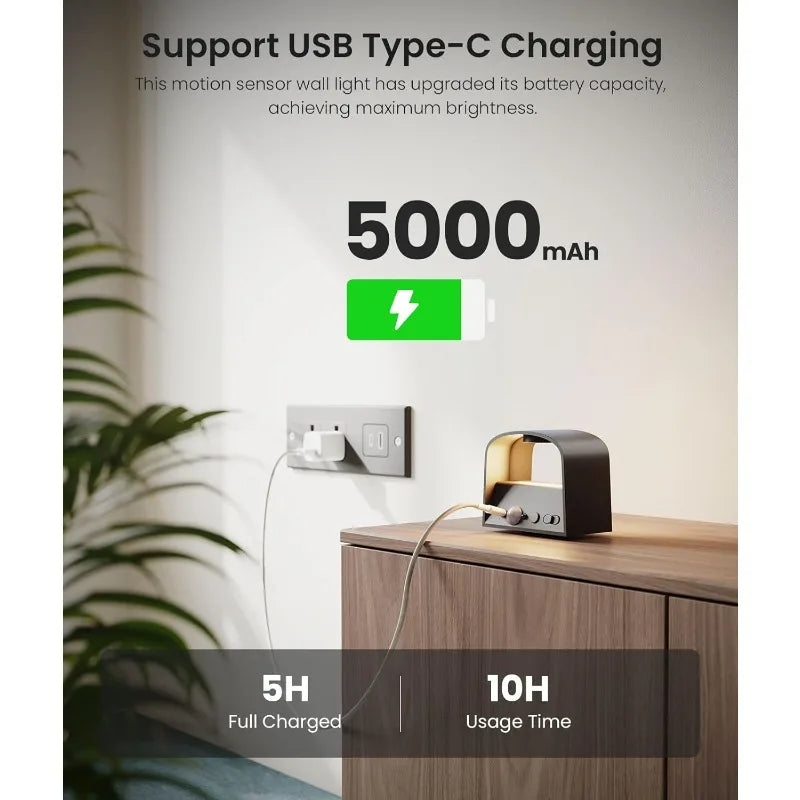 4 Pack Motion Sensor Wall Lamp with Remote Control 3 Colors Wireless Wall Light LEDBlack-