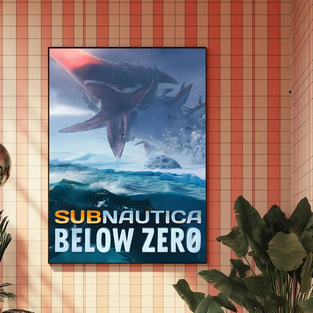 Anime Subnautica Poster HD Home Decor Sticky Wall Waterproof Home Living Room Bar Aesthetic Decor