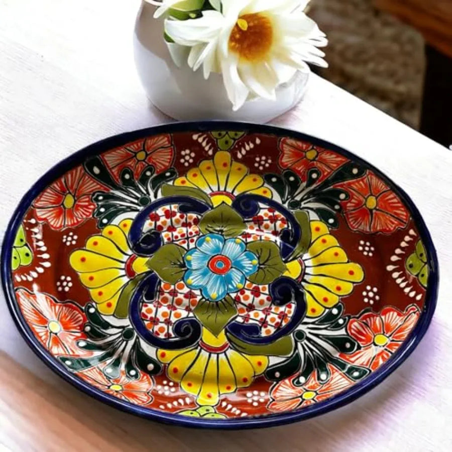 Large Oval Talavera Serving Platter - Vibrant Mexican Floral Pottery - 15x11.5" Ideal for Meats and Entertaining - Authentic Me