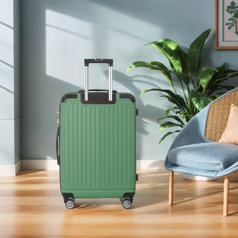 Fruit Green 3-Piece ABS Luggage Set 20 24 28 Inch Suitcases with TSA Lock Spinner Wheels Multi-Position Handle