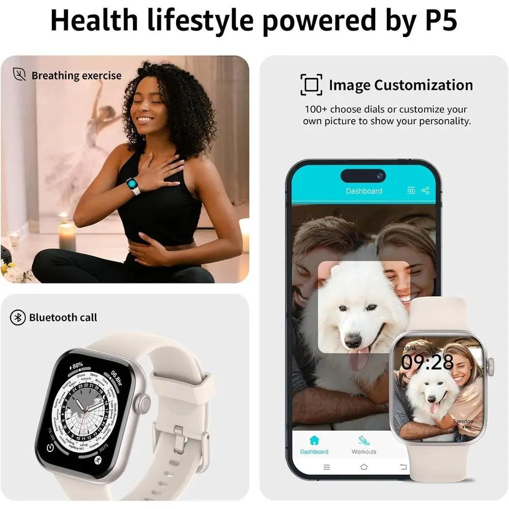 Smart Watch or Men Women Answer/Make Call, 1.85" Smartwatch, itnWatch with Heart Rate Blood Prure Sleep Monitor, 140+Sports, IP6