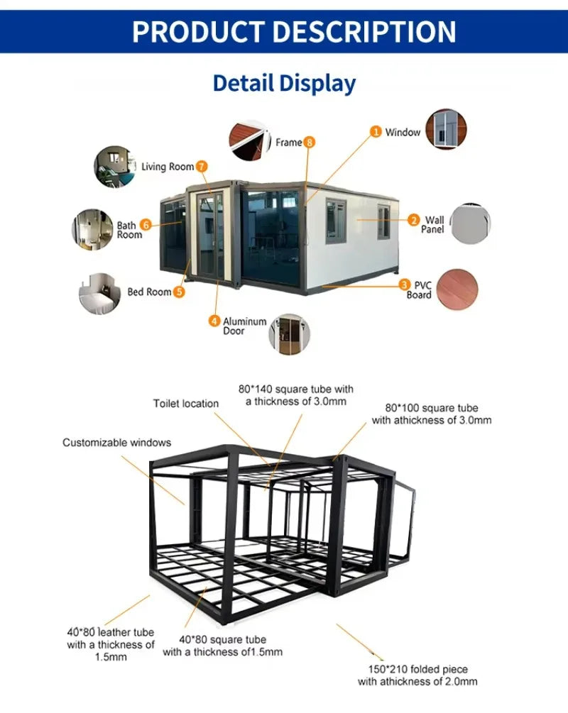 Expandable Container House  Modular Movable House Australia 20ft 40ft  Prefabricated Casas Prefab Tiny Homes