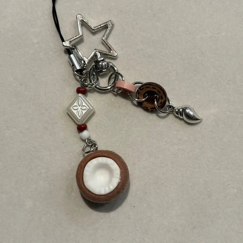 Beaded Coconut Bag Charm for Purses Handbags Bag Accessories Fashion Charms Car Keyrings Gift for Womens Girls