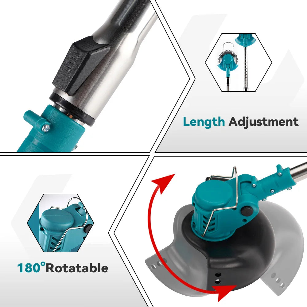 Cordless Electric Lawn Mower Foldable Adjustable Trimmer Efficient Garden Pruning Cutting Power Tools For Makita 18V Battery Pin