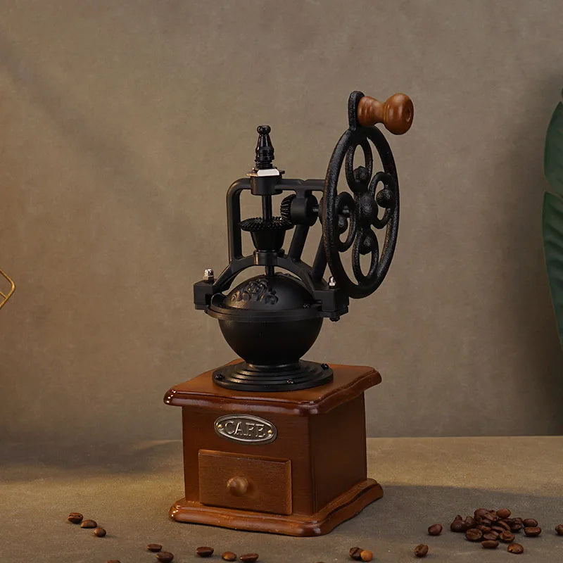 Vintage Antique Crank Coffee Grinder Model Nostalgic Display Piece Retro Home Bar Decor Commercial Cafe Shop Ornament
