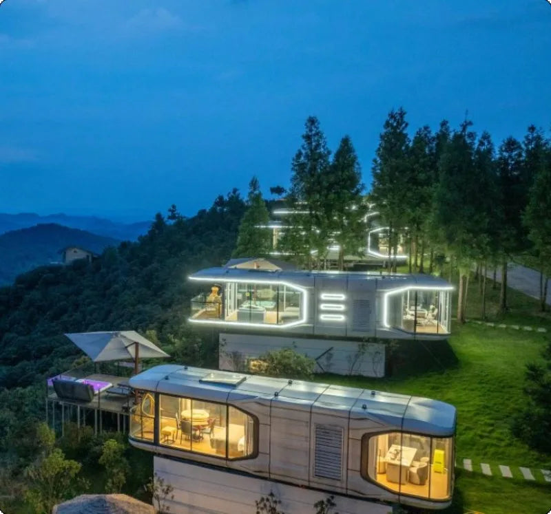 Customized Tiny House Capsule Prefab Modular Luxury Design Panoramic Window Ventilation System Smart Control