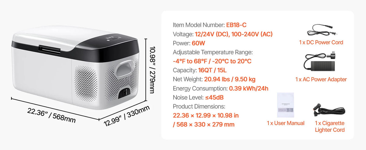 Succebuy 15L 20L 22L 30L 45L 55L Portable Car Cooler Refrigerator Electric Compressor 12V/24V DC 110-240V AC Freezer for Home