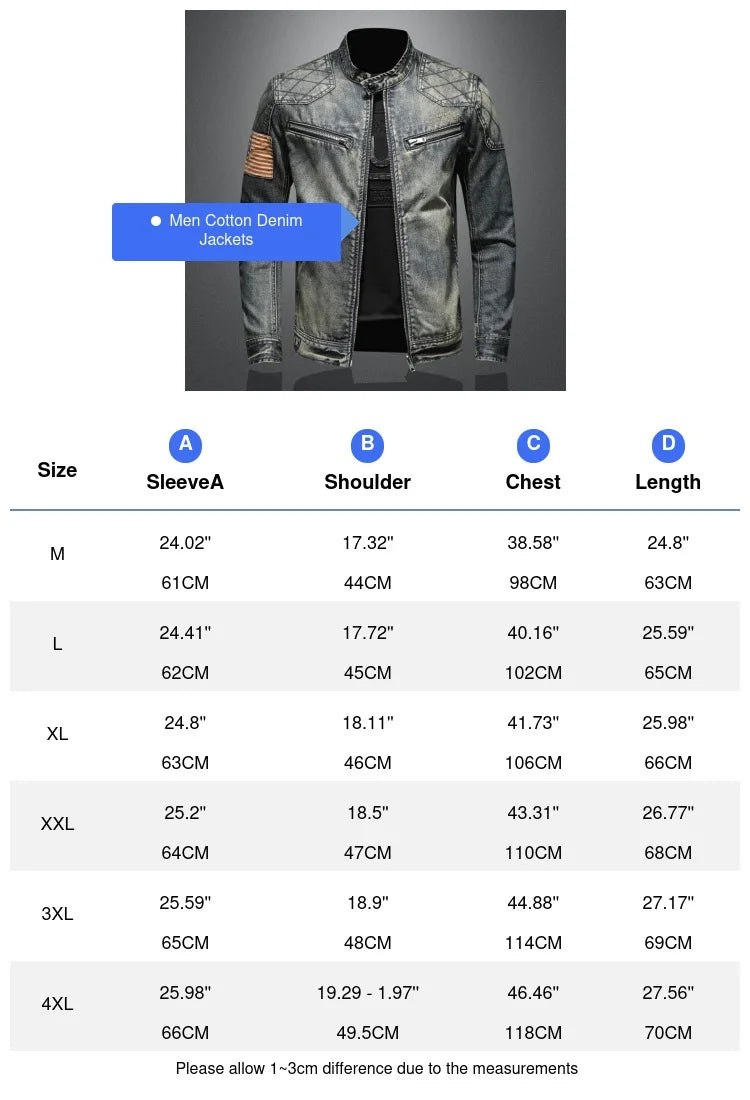 Autumn Men's Denim Jackets Fashion Men Retro Streetwear Zipper Cowboy Coats Men Vintage Windbreaker Biker Jean Jackets Clothing