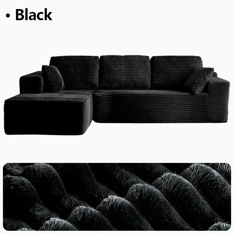 Oversized L Shaped Couch With Chaise, Minimalist Compressed Boneless Couch No Assembly Required, Modular Cloud Sectional Sofa Fo