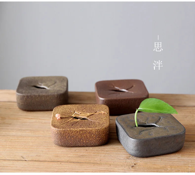 Rough Pottery Vase Ornaments Retro Tea Ceremony Flower Ware  Zen Flower Arrangement Ceramic Tabletop Vase Decorative Ornaments