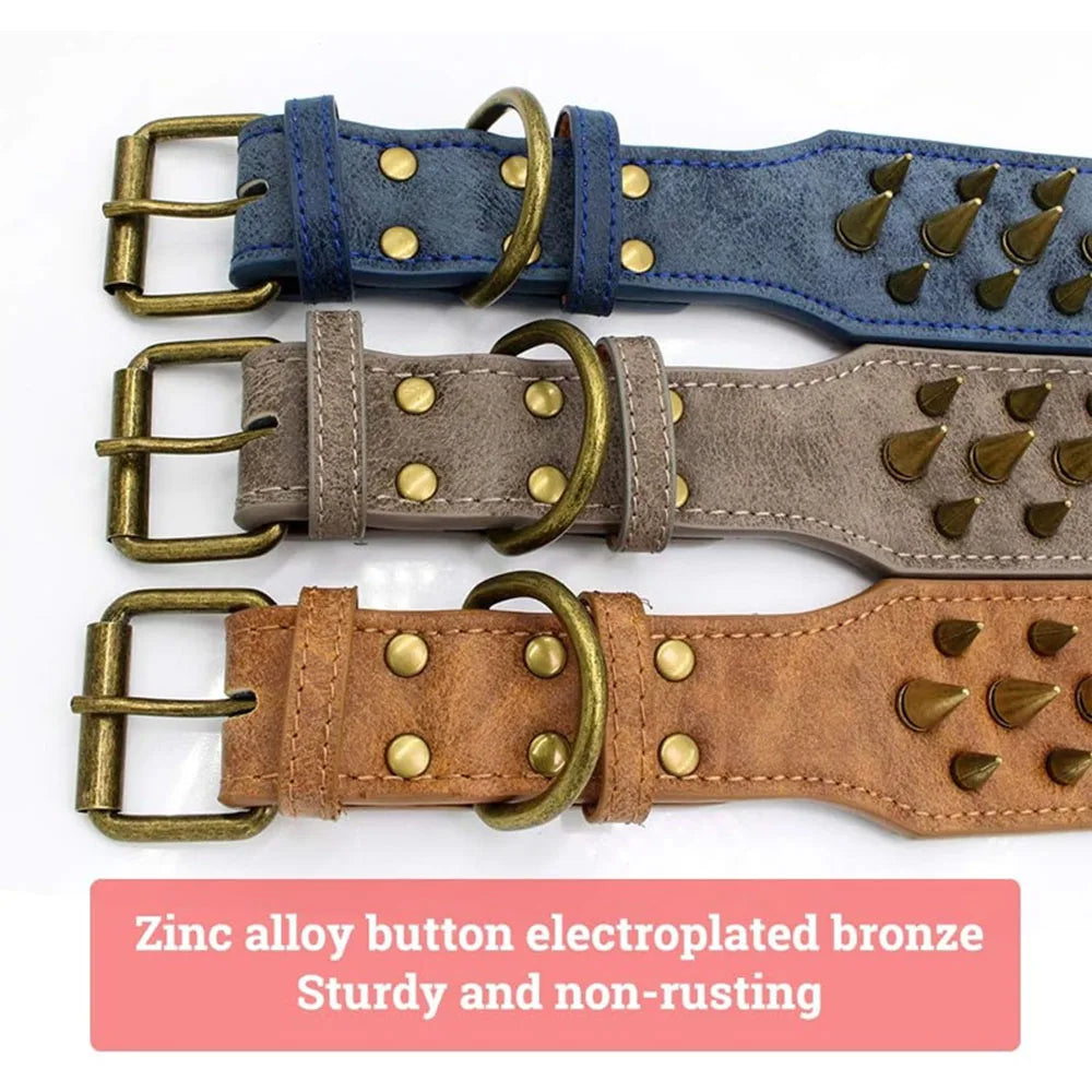 The Mighty Large Spiked Studded Dog Collar Protect Dog's Neck from Bites Durable & Stylish Dog Spike Collar for Mastiff Pitbull