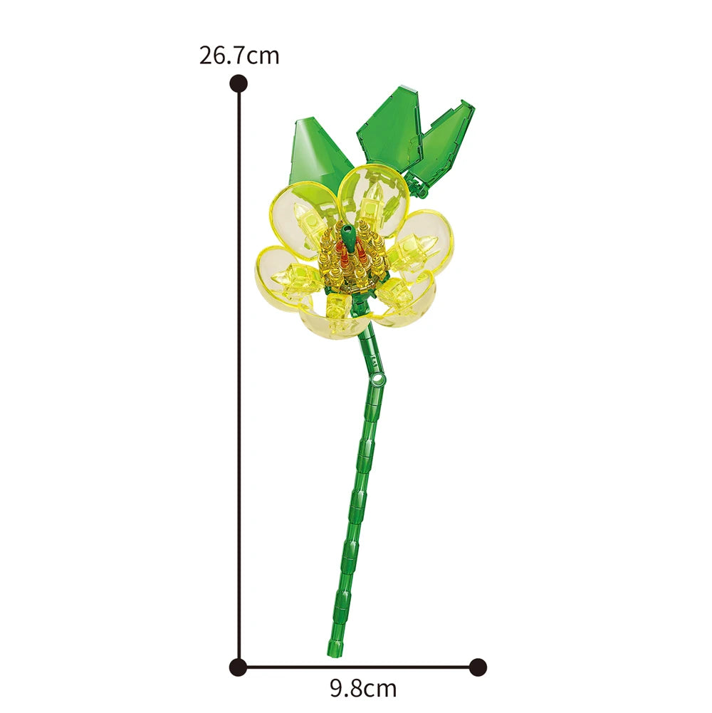 Creativity Potted Plants Bouquet Rose Lily Flower Home Desk Plant Decoration Assemble Building Blocks Bricks Toys Girls Gift