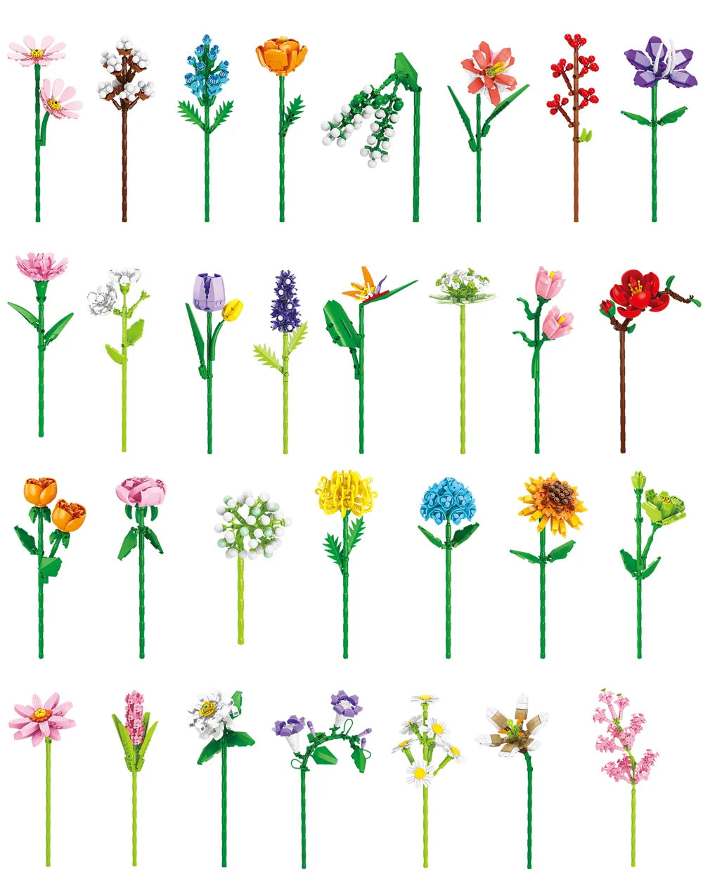 Creativity Potted Plants Bouquet Rose Lily Flower Home Desk Plant Decoration Assemble Building Blocks Bricks Toys Girls Gift
