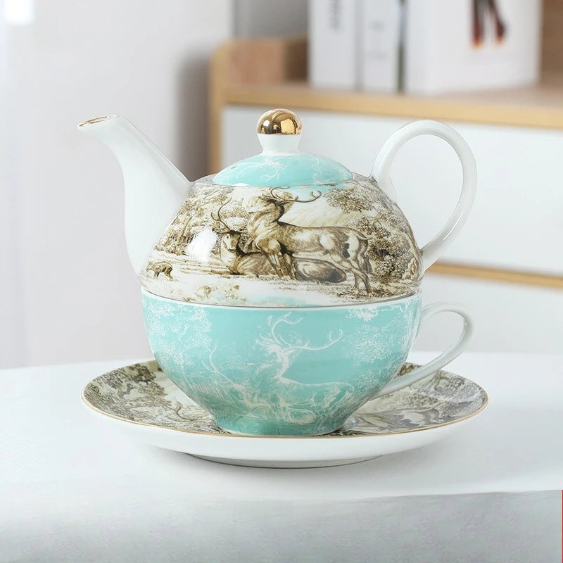 English Afternoon Tea Set, Single Person Mother-Daughter Teapot with Filter, Creative Floral Ceramic Tea Ware