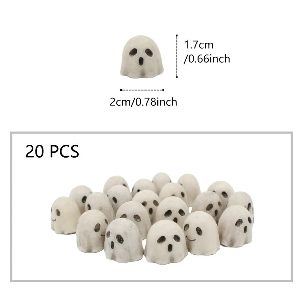 Resin Halloween Ghost Decoration Cute Mini Joy Garden Ghost Ornament Creative White Skull Statue Decorations Desktop Decoration