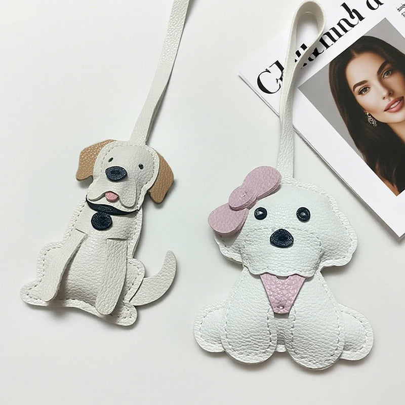 [HS][HS]1Pc New Cute Bichon Frise Labrador Retriever Dog Charms Cute DIY Lanyard Leather Dog Bag Charms