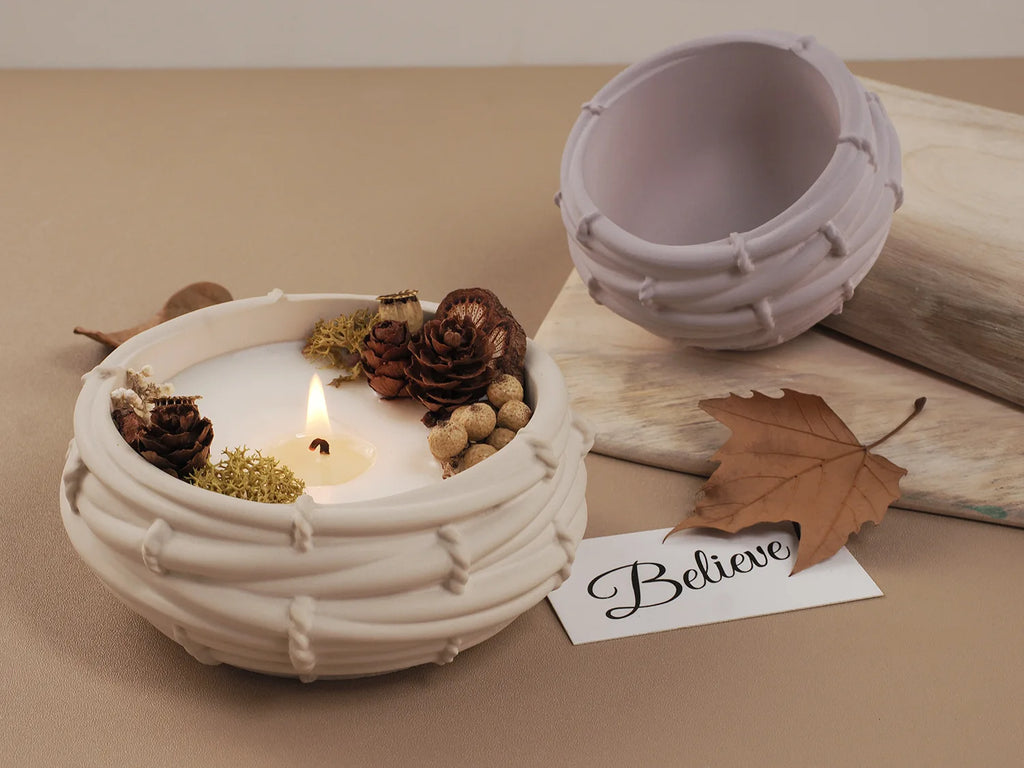 Creative Bamboo Basket Candle Bowl Silicone Mold DIY Bird Nest Flowerpot Concrete Cement Mold Jewelry Storage Tray Craft Casting