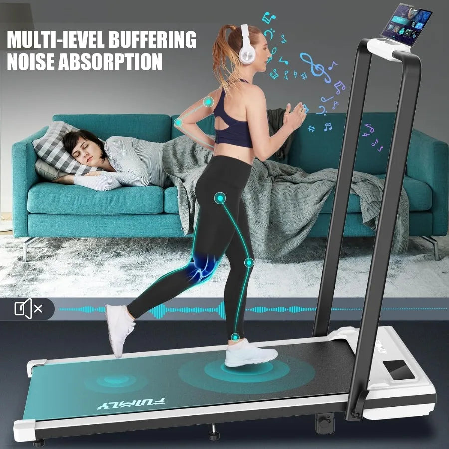 Folding Treadmill with Incline 4in1 Foldable Walking Pad with Handle Bar for Under Desk Use in Home Office Walking Pad with 300