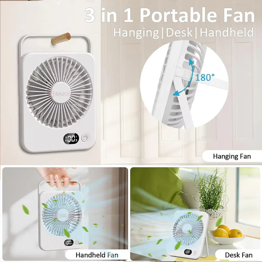 Portable Desk Fan Mini Foldable Table Fan With 5 Gear USB Rechargerable Wall Hanging Fan Student Desktop Fan For Office Home