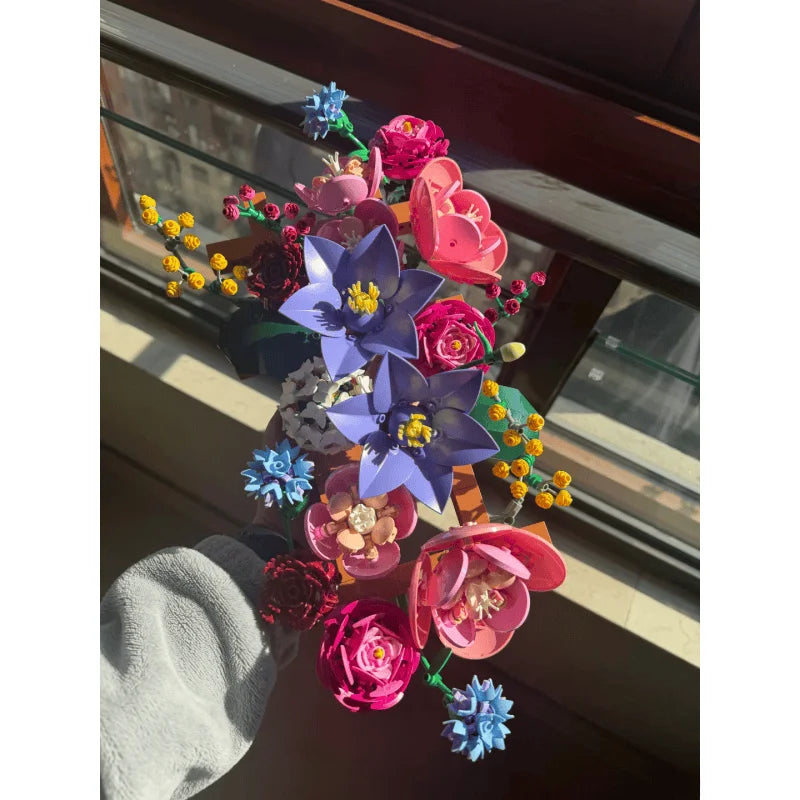 2026New Botanicals Flower Wall Set Creative Romantic Building Blocks Flowers Bouquet Model Bricks Set Home Decoration Toys